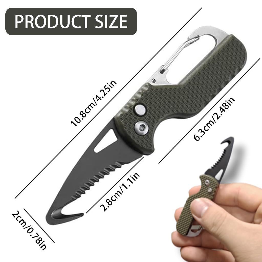 Proberos® Stainless Steel Pocket Multi-Tool Cutter, Bottle opener Hook-tipped Design with Mini Saw Blade, Mini Screwdriver, Light Weight & Durable Utility Portable Package Opener Knife