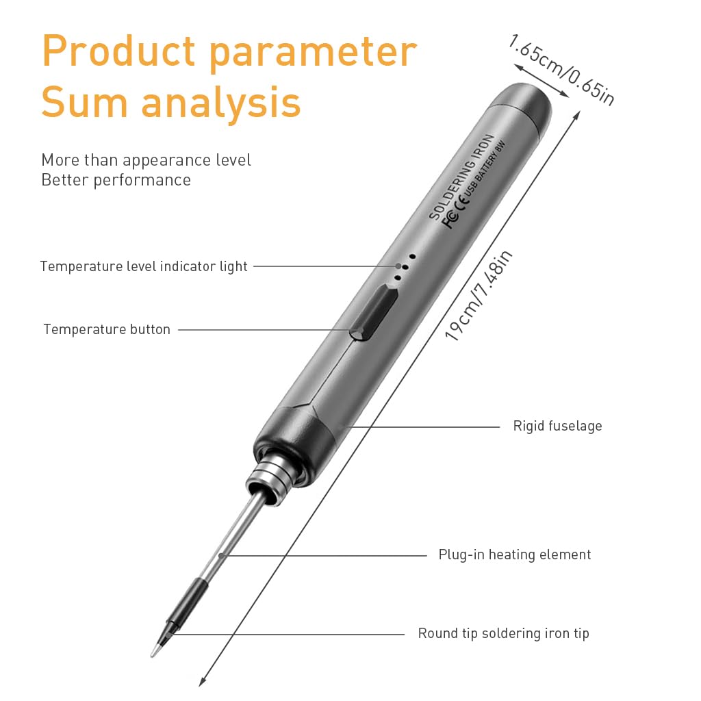 Serplex® Cordless Soldering Iron Pen Kit 3 Adjustable Temperature Electric Soldering Iron Pen Set USB Rechargeable Portable Soldering Iron Kit with Soldering Iron Stand, Rosin Flux, Storage Case