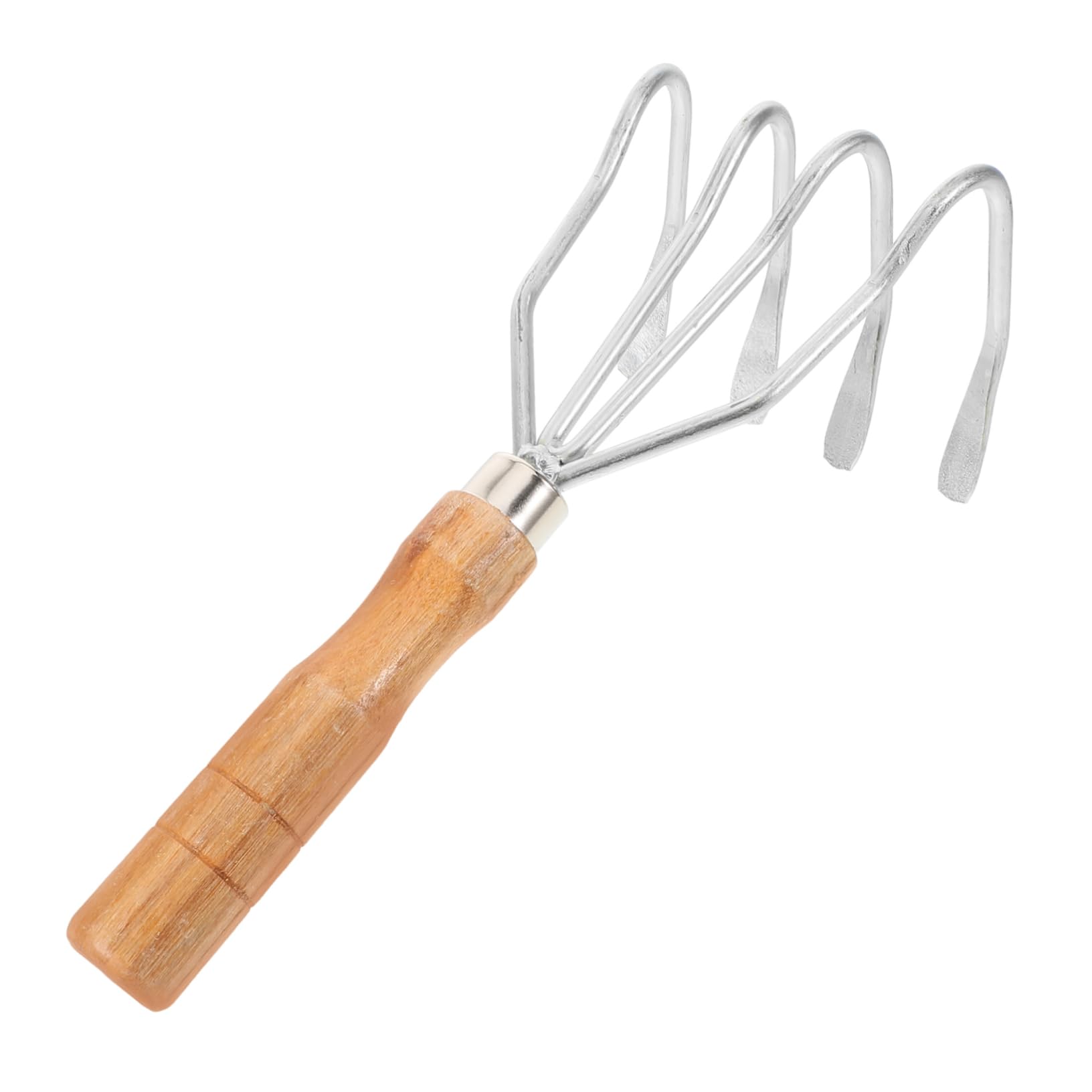 HASTHIP® Gardening Rake Stainless Steel Gardening Rake with Wooden Handle 10.6 Inch Lawn Portable Tool for Lawn,Soil,and Garden Bed Maintenance