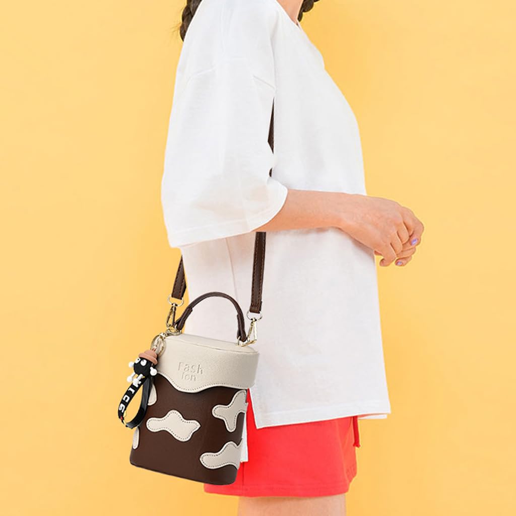 PALAY PU Bucket Bag for Women featuring Snap Button Closure and Keyring Charm 15x8x17cm