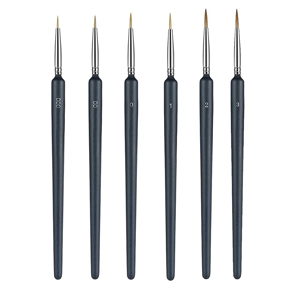 HASTHIP® 10 Pieces Fine Detail Paint Brush Miniature Painting Brushes Kit Mini Paints Brush Set for Acrylic, Watercolor, Oil, Face, Nail, Scale Model Painting, Line Drawing(Black)