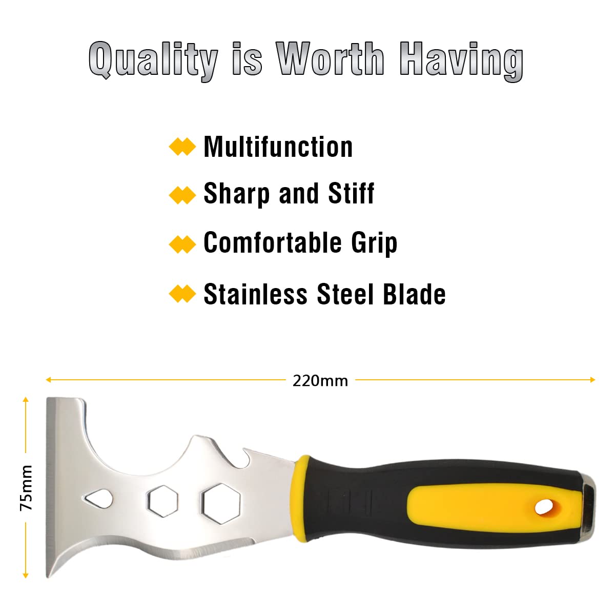 HASTHIP Putty Knife 13 in 1 Multi Purpose Scraper for Drywall Finishing with Ergonomic Handle | Stainless Steel Blade