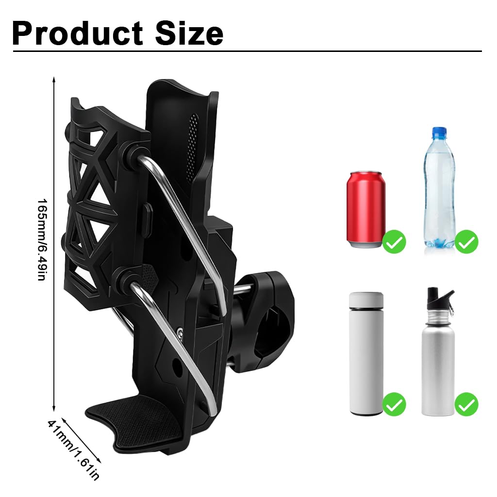 STHIRA Motorcycle Cup Holder for Bikes and Scooters featuring Quick Release and 360° Adjustable Clamp | Lightweight ABS Alloy Design