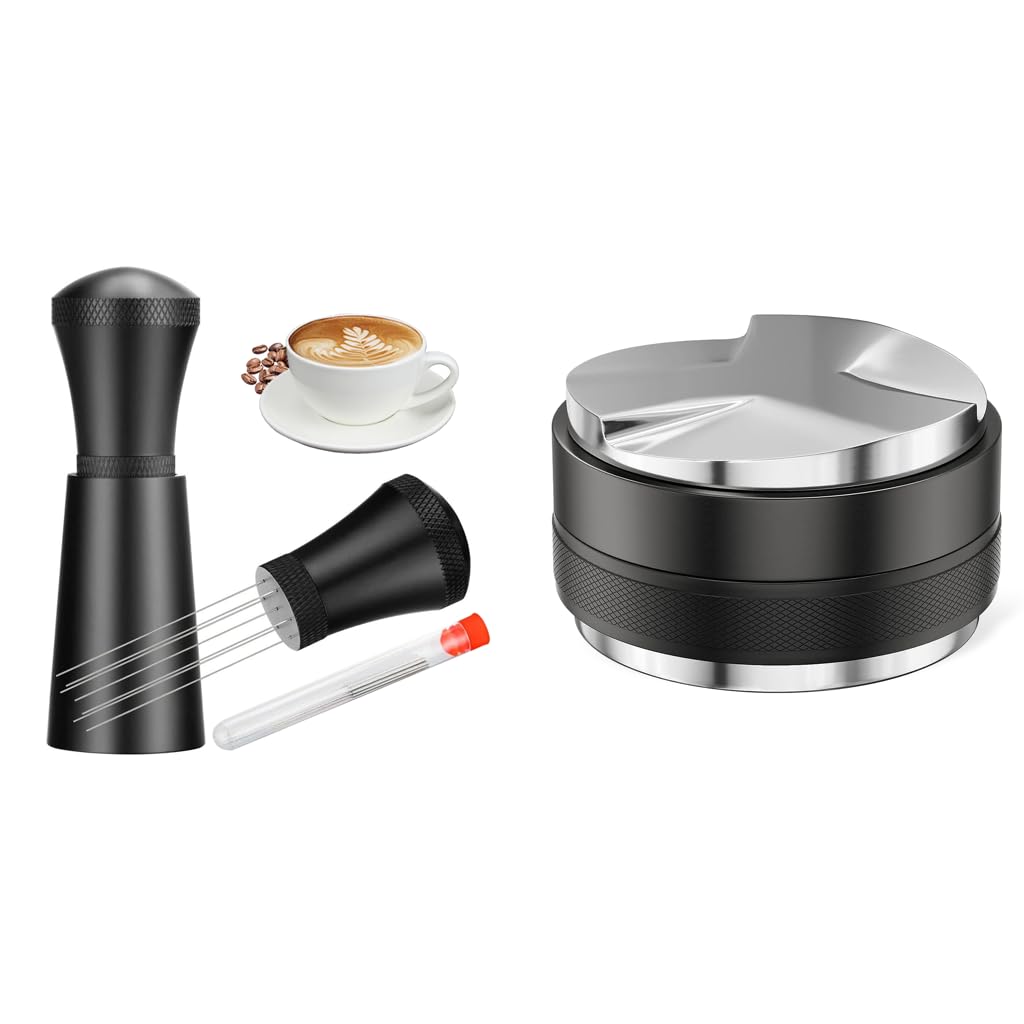 Supvox Espresso Coffee Stirrer for Espresso Making with 17 Needles and 51mm Tamper Combo Set