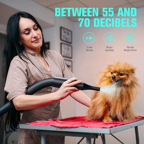 Qpets® Dog Dryer for Pet Hair Dryer for Dogs 5.2HP/3800W Pet Grooming Dryer Adjustable Speed with Three Nozzle Quick Dry Pet Hair Dryer