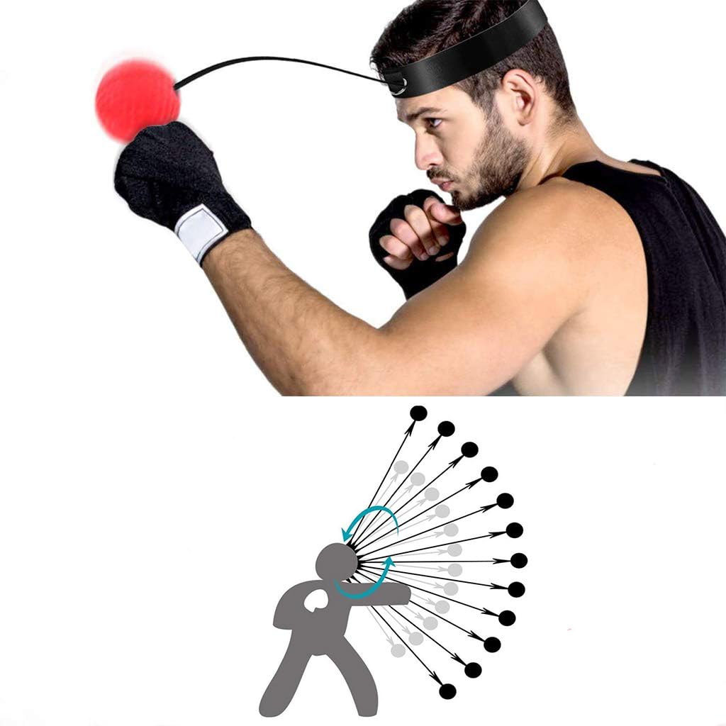Proberos Fighting Ball for Reflex Speed Training with 20g Red PU Reaction Ball and Headband | Agility and Coordination Practice