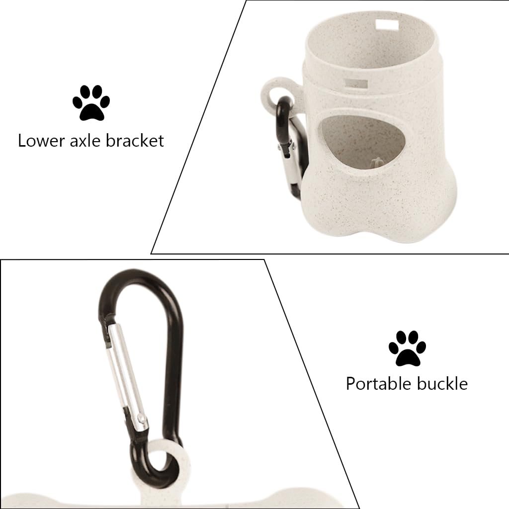 Qpets® Dog Waste Bag Dispenser, Compact Dog Poop Bag Storage Outdoor Container, Cute Bone Type Waste Bags Dispenser Station Small Wheat Straw Dog Toilet Container (Without Waste Bag)