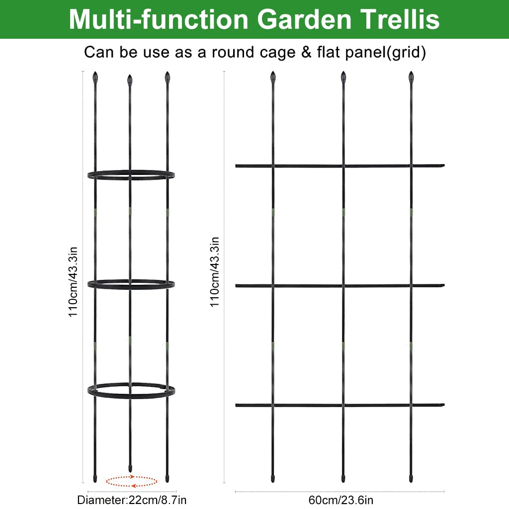 HASTHIP 110*22CM Garden Plant Support Cages Stakes for Vine, Flower, Vegetable, Pot Trellis, Round Climber Plant Support for Home Indoor & Outdoor