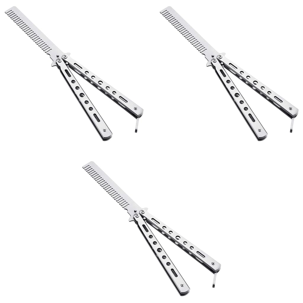 ZIBUYU Butterfly Comb for Beginners with Folding Stainless Steel Design 3PCS | Safe Practice Tool