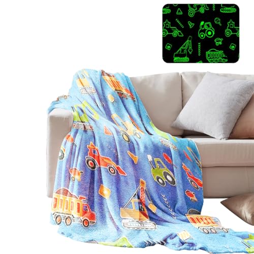 HASTHIP® Flannel Blanket Glow in The Dark Blanket Cartoon Print Blanket for Kids, 60''x78''Soft Plush Flannel Blanket for Party Night Comforter Blanket for Kids Fun Luminous Blanket