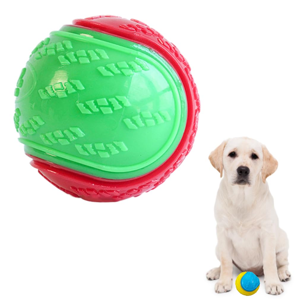 Qpets® Squeaky Toys for Dogs, 3.5'' Dog Toy Ball Soft TPR Color Interactive Dog Balls, Squeaky Dog Ball Chew Toy for Dog Molar Interactive Pet Chasing Ball Toy (Randomly Distribute Ball Colors)