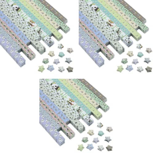 HASTHIP® 600 Sheets Star Origami Paper 12 Color Assortment Double Sided Solid Color DIY Hand Art Crafts Panda 1800PCS