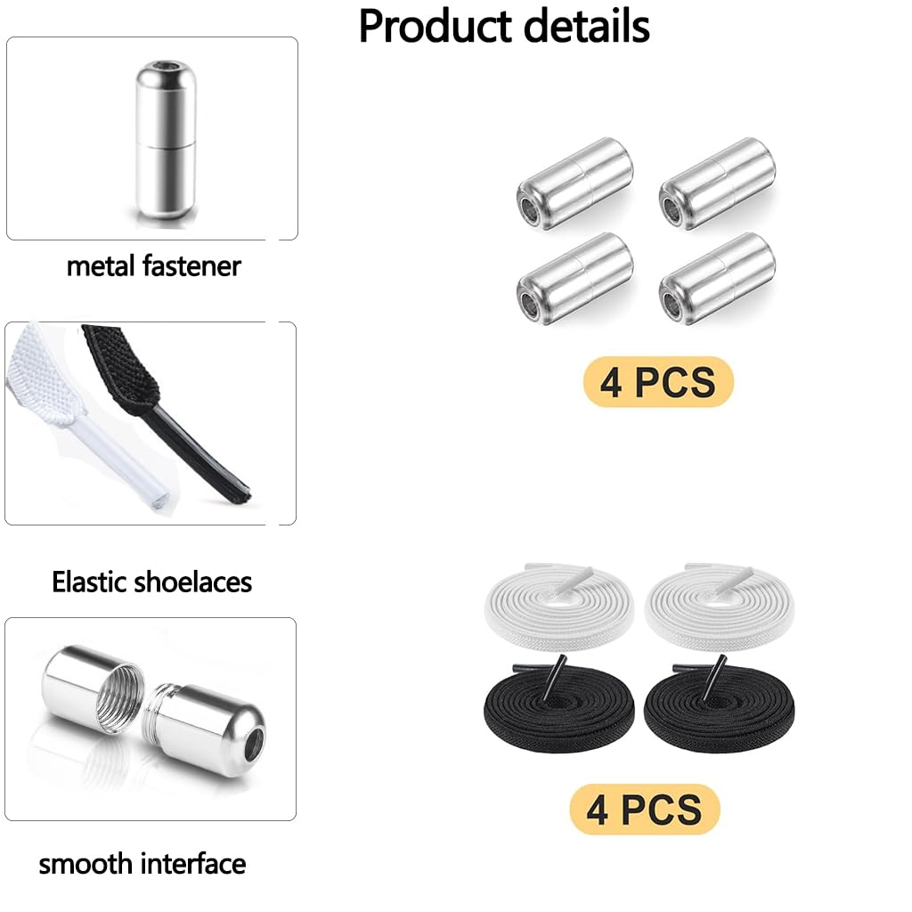 Zibuyu Elastic No Tie Shoelaces for Sneakers and Casual Shoes with 100cm Length & Metal Lock | Universal Fit for Adults