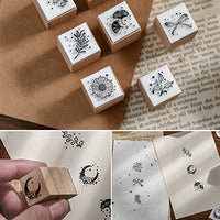 HASTHIP® 16Pcs Vintage Wooden Rubber Stamps, Aesthetic Flower Decorative Rubber Stamp Set, Bowknot Flower Leaf Stamp for Art Craft, Journal, Diary, Scrapbook, Letter, Card Making