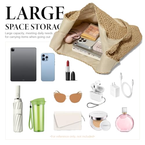 PALAY® Straw Beach Bag for Women Summer Woven Tote Shoulder Handbags Boho 2PCS