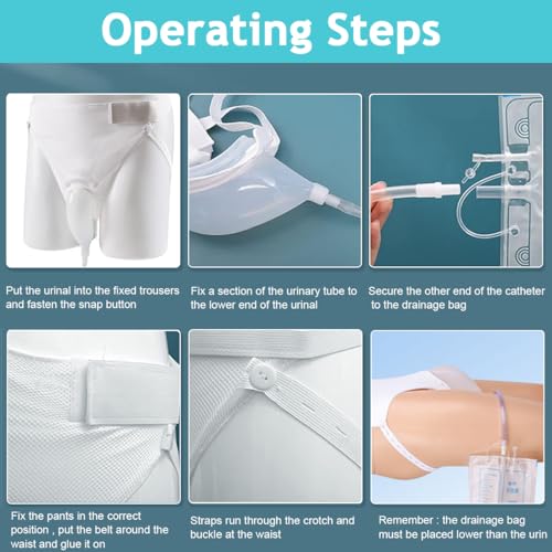 HANNEA® Urinal for Men Combo, Reusable Silicone Portable Wearable Male Urinary Drainage Bag System for Adults, Elderly, White – Leakproof, Easy-Clean, Ideal for Travel, Hospital, Disabled Use