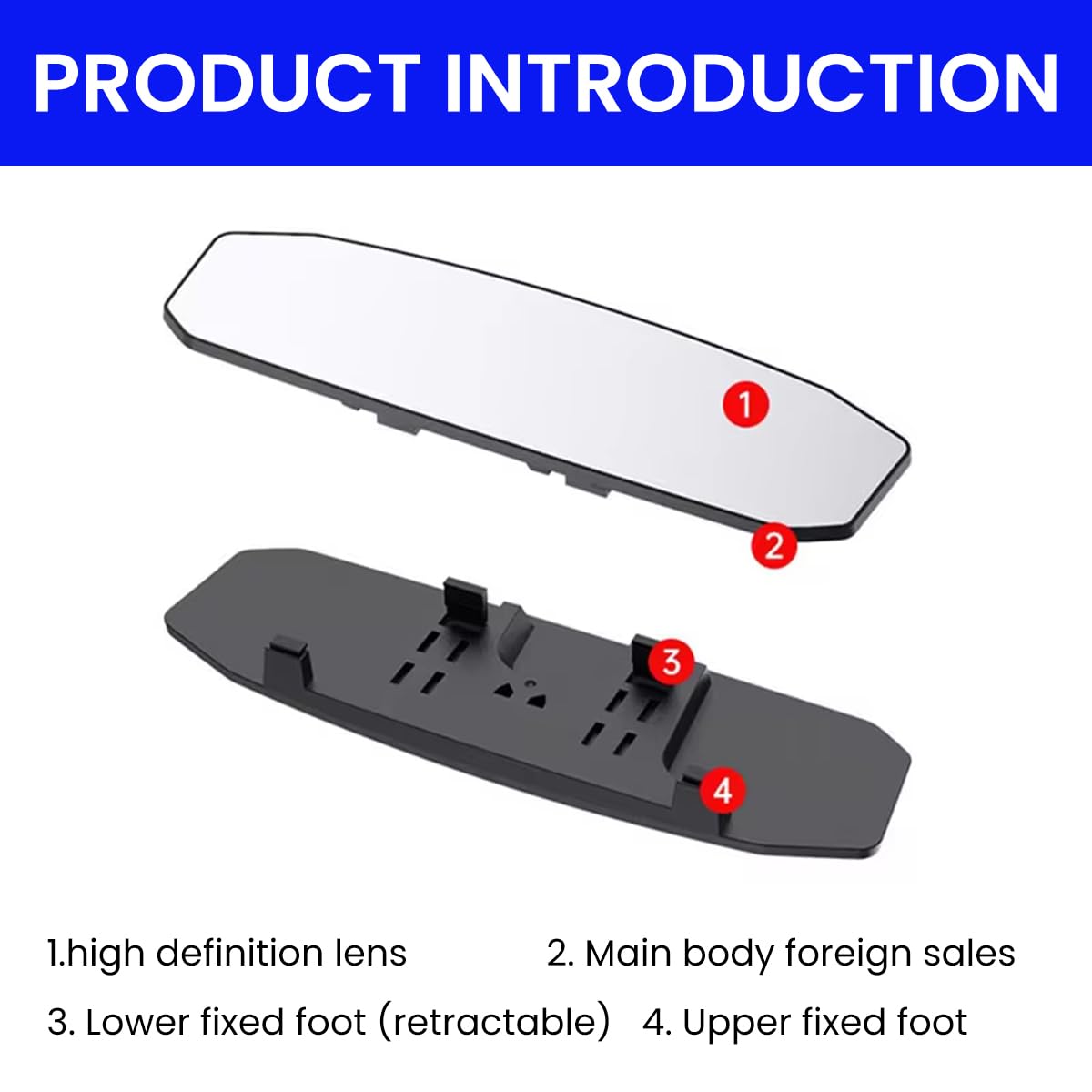 STHIRA Car Rear View Mirror for Safer Driving with HD Wide Angle View 29.9x3.2x9cm | Adjustable Clip-on Design