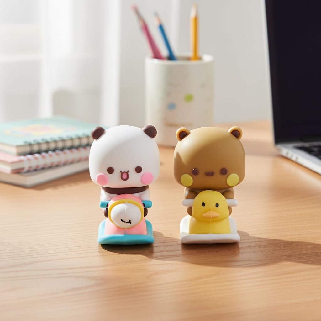 STHIRA Cute Cartoon Car Ornaments for Dashboard with Rocking Bear Couple Figurines | Desk Decor Set of 2
