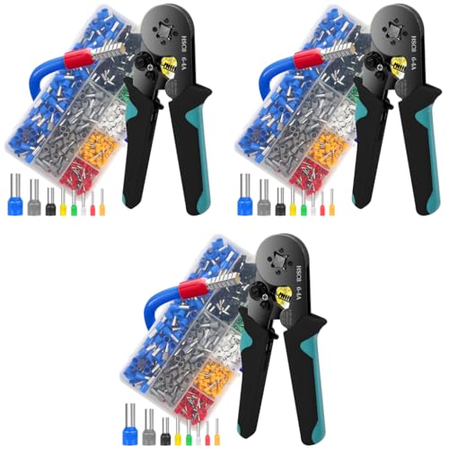 Serplex® 2400PCS Wire Crimp Connectors Terminal Kit with Stripper Tool Multi Sized Colored Conductive Copper Cable End Sleeves for AWG23-7 0.25-10.0mm