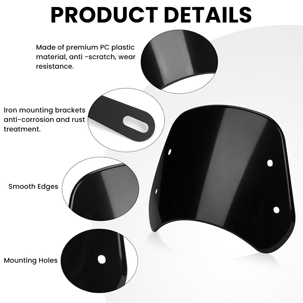 STHIRA Universal Motorcycle Windshield for Wind Protection with Mounting System | Enhanced Ride Comfort