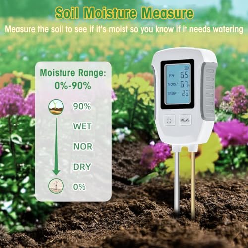 HASTHIP® Soil Meter 5 in 1 Professional Dual Probes Soil Meter for Moisture/Temp/PH/Sunlight/Fertility