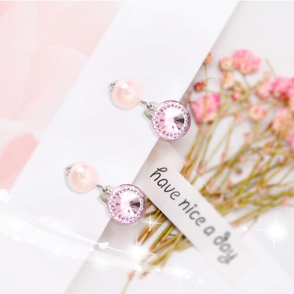SANNIDHI 6 Pairs Earrings for Girls Stylish Unicorn Princess Clip On Earrings for Non Pierced Ears Dress Up Pretend Play Rhinestone Pearl Earrings Set Cute Kids Earrings for Girls Jewellery Gift