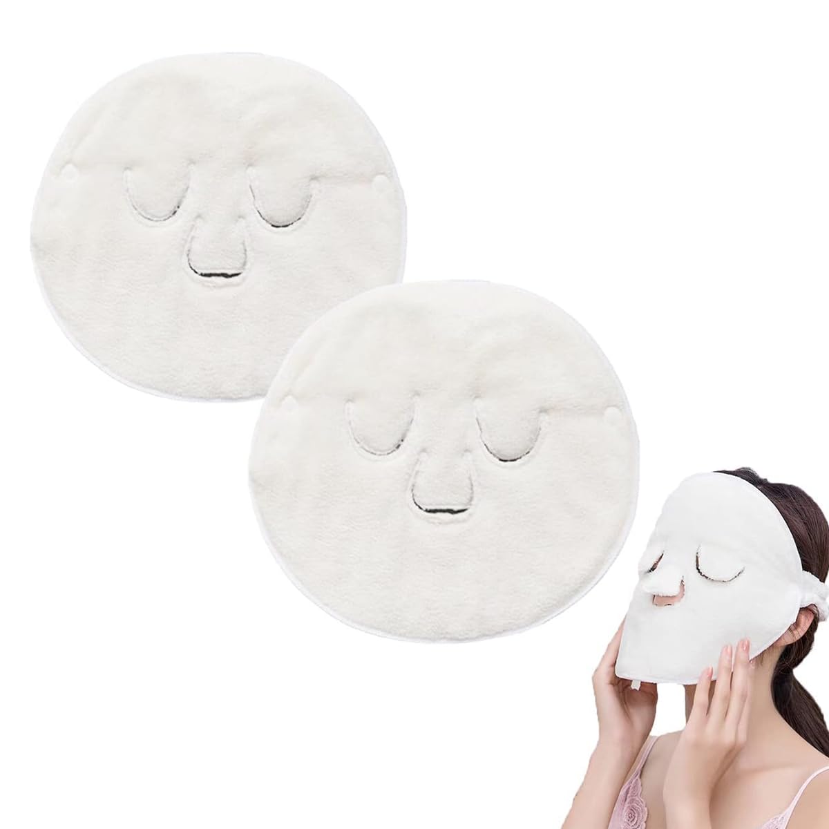 MAYCREATE® 2Pcs Reusable Face Towel Mask Cold Hot Compress Facial Steamer Towel Moisturizing Masks Skin Care Spa Towels for Facial Facial Steamer Mask for Women Girls