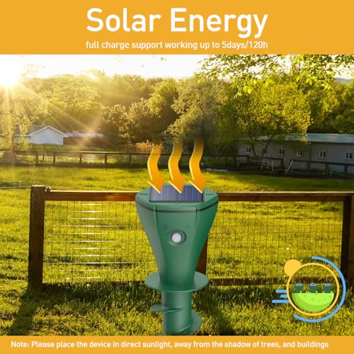 HASTHIP 2Pcs Solar Ultrasonic Animal Repellent with 3 Changing Frenquency Modes IP65 Waterproof 9.8 Inches Animal Repellent Spiral Sticks Ultrasonic Animal Repellent for Garden, Lawn, Farm Land