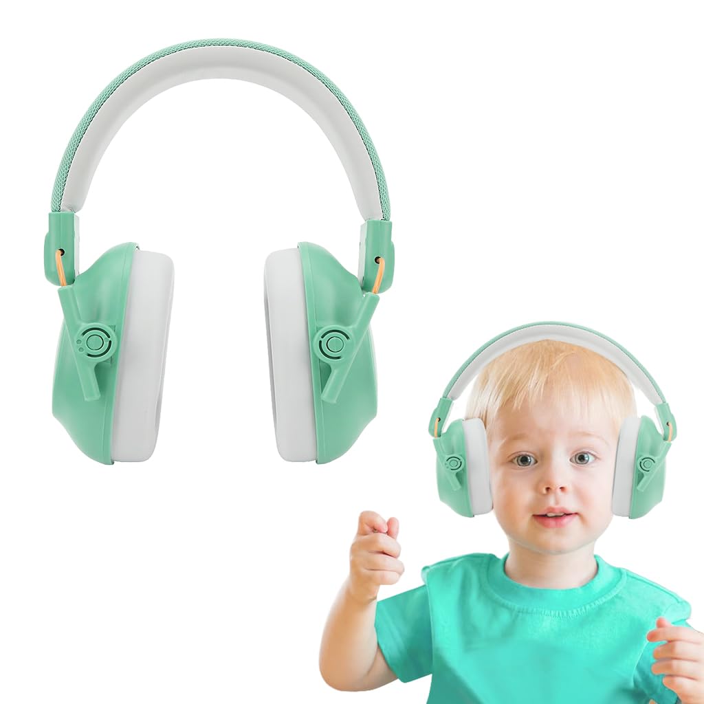 SNOWIE SOFT® Noise Cancelling Headphones for Kids Teens, 25dB Safety Noise Reduction Ear Muffs for Autism Sensory & Concentration Aid, Ear Hearing Protection Travel Noise Cancelling Ear Muffs, Green