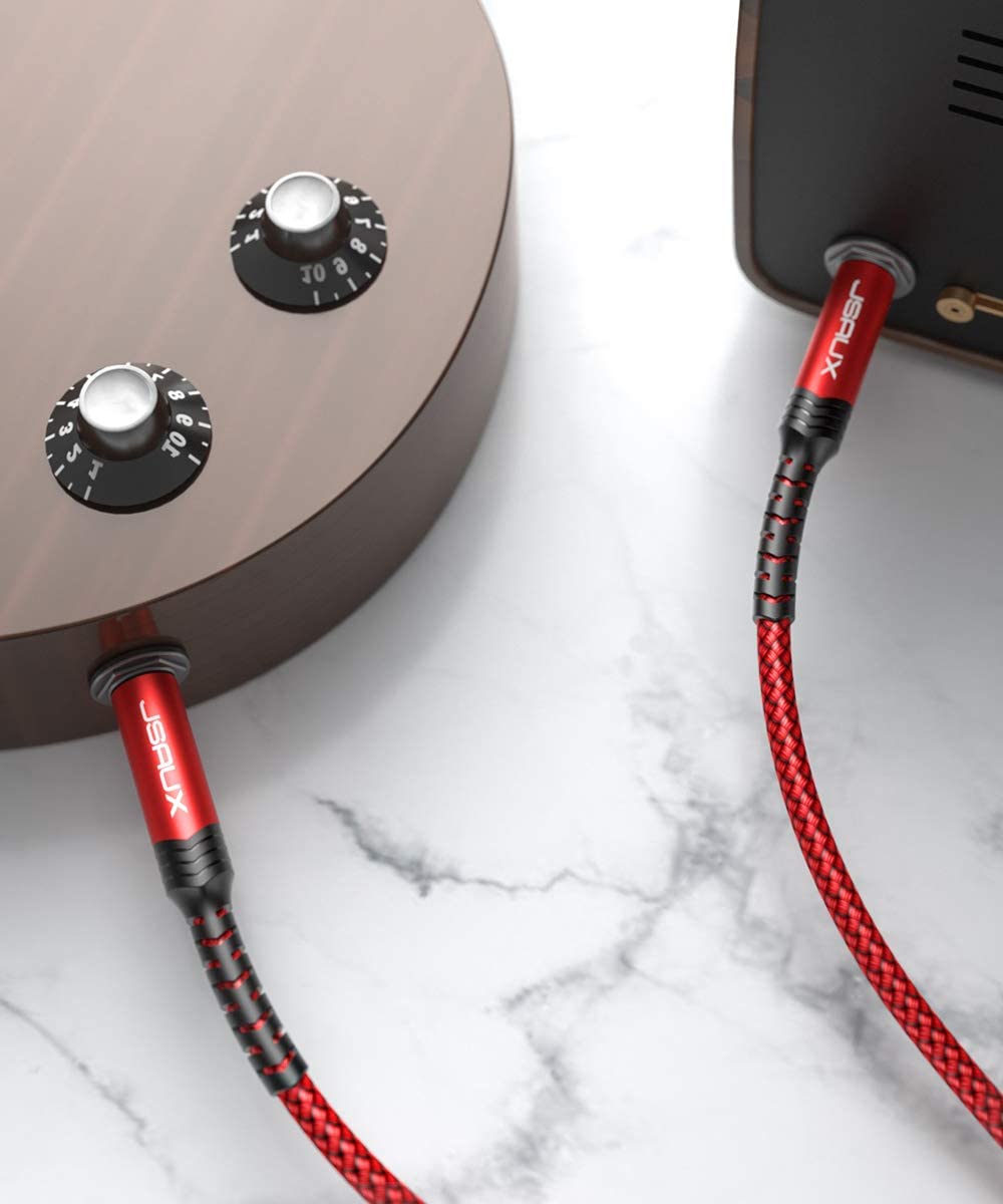 JSAUX 1/4 Inch Guitar Cable for Pro Audio Equipment with 6.6ft TRS Jack | Gold Plated Connectors