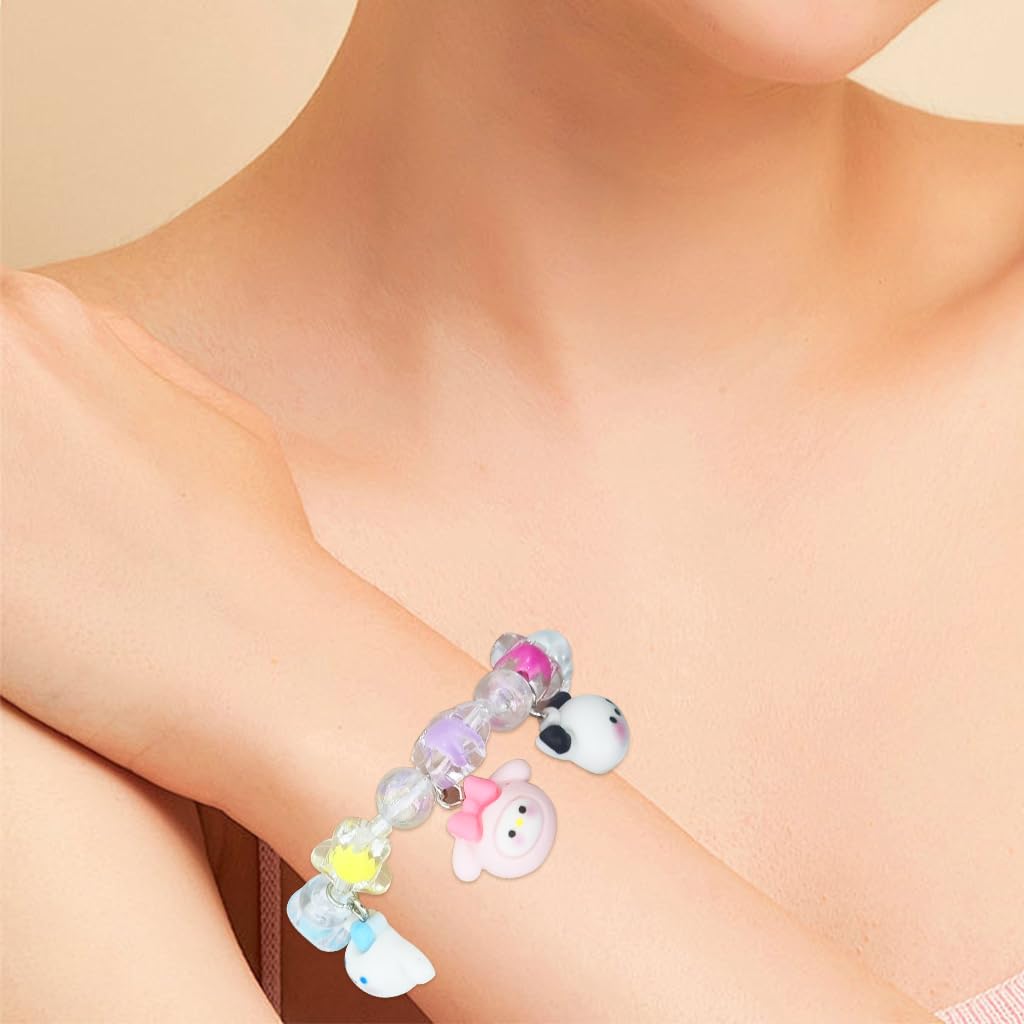 SANNIDHI Cinnamoroll Crystal Bead Bracelet Cute Cartoon Crystal Beaded Elastic Bracelet for Girls Crystal Sanrio Cinnamoroll Beads Bracelet Jewelry Gift for Girls Children's Day Gift
