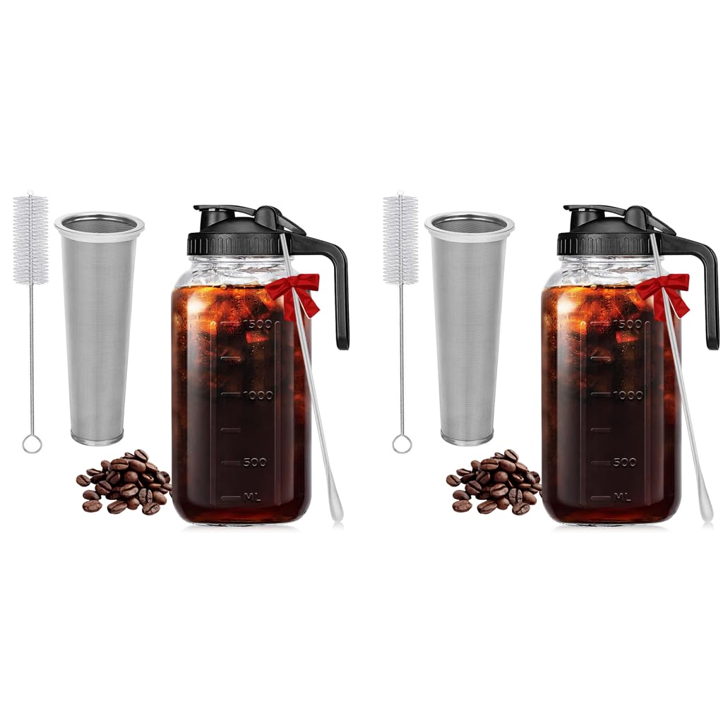 Supvox Cold Brew Coffee Maker 64oz with Stainless Steel Cone Filter and Leak Proof Lid