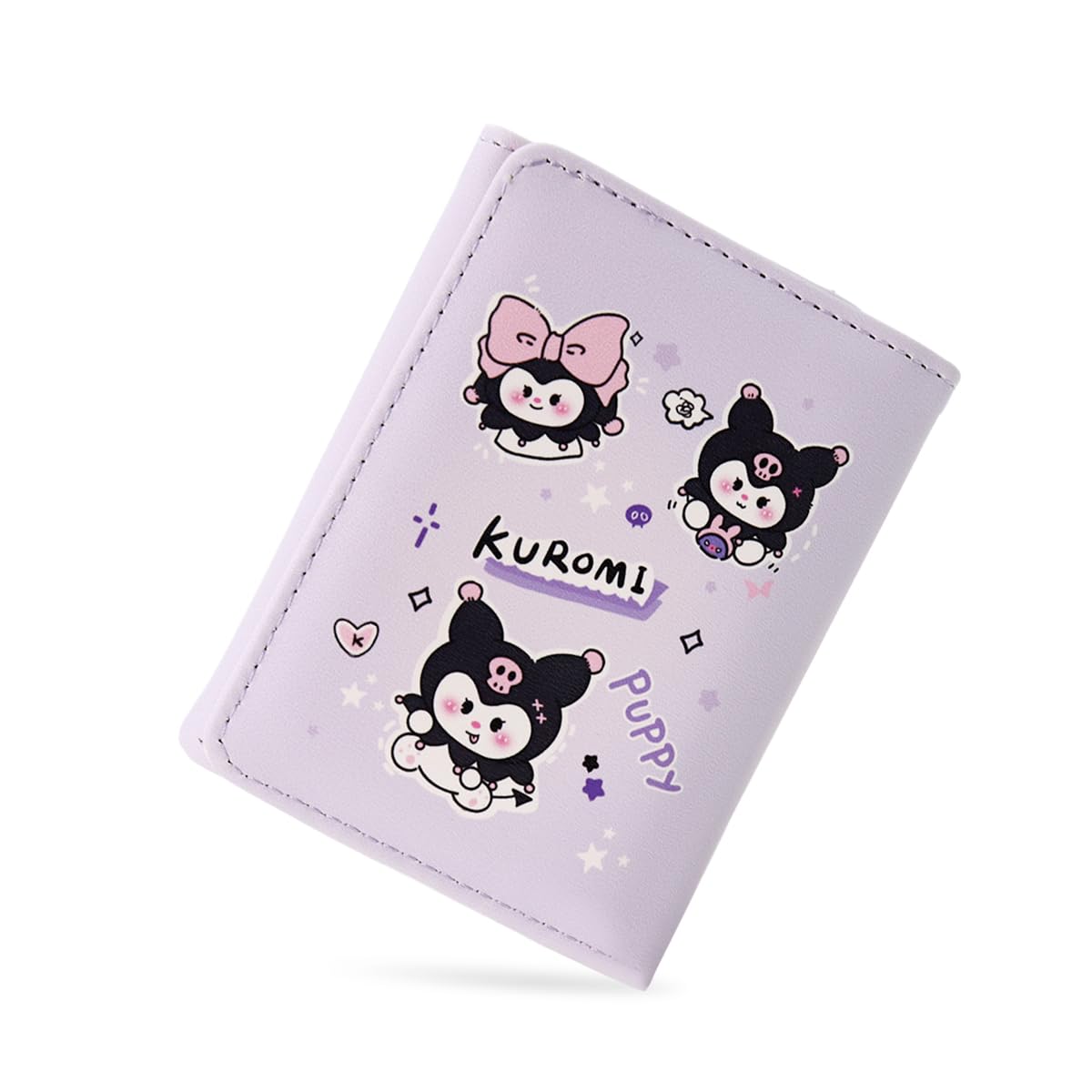 PALAY® Girls Wallet Kawaii Sanrio Kawaii Girls Purse Cartoon Kuromi Card Bag Coin Bag for Girls Purple Trio-fold Purse Kawaii Kuromi Purse Wallet Cash Bag Gift for Girls Birthday Gift for Girls