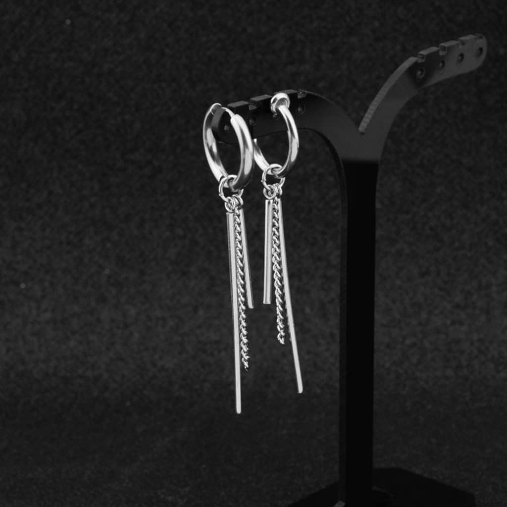 ZIBUYU Earrings for Women featuring 4 cm Hoop and Chain Pendant Design in Titanium Steel | 1 Pair