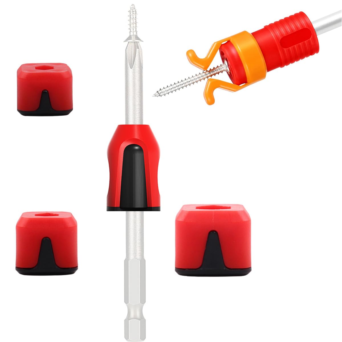 Serplex Screwdriver Bits Magnetizer Kit with 4 Rings and 1 Holder for Electric Drill Use | Plastic Magnetic Rings for DIY and Repair Tasks