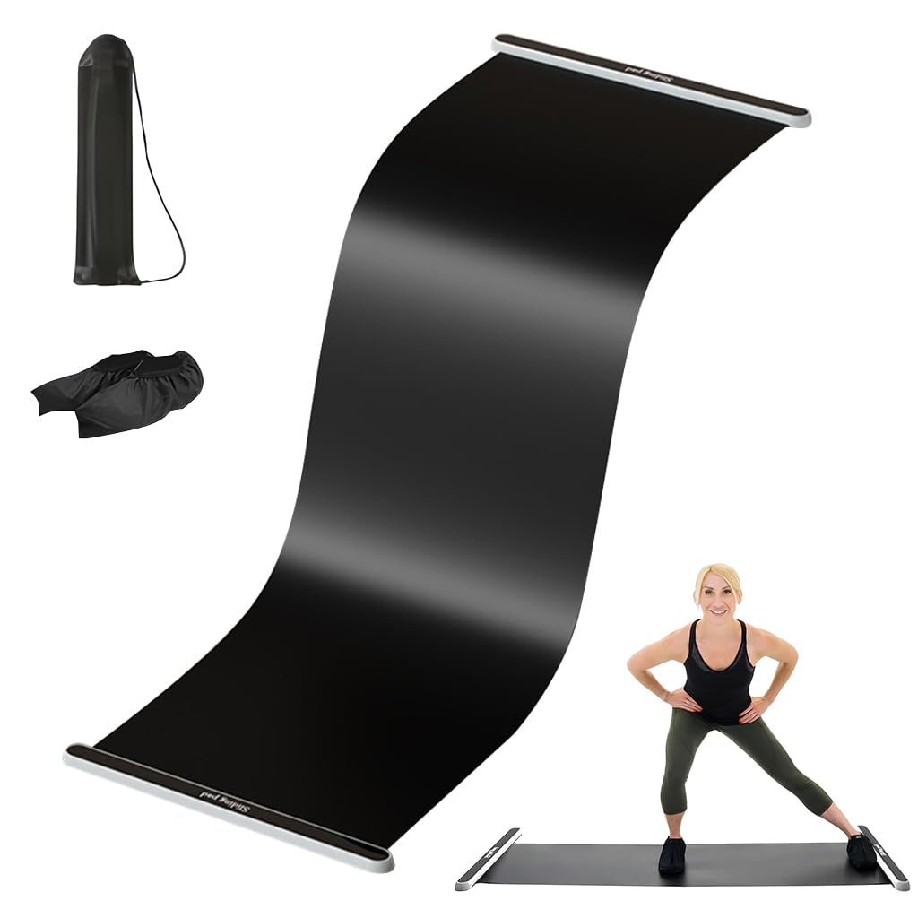 Proberos Slide Board Mat for Home Fitness with Anti Slip PVC Surface 200x50cm | Includes Sliding Boots and Storage Bag