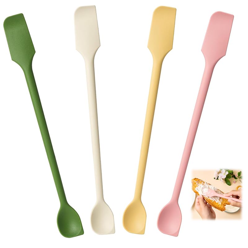 Supvox Kitchen Spatula Set 4Pcs for Baking with Dual‑Head Design and BPA‑Free Silicone 10 in | 4 Color Options