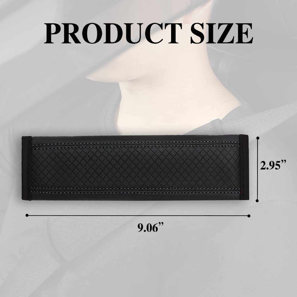 STHIRA Seat Belt Pad for Car and Truck with 6.5x23cm Velcro Closure PU Leather | 2pcs Set