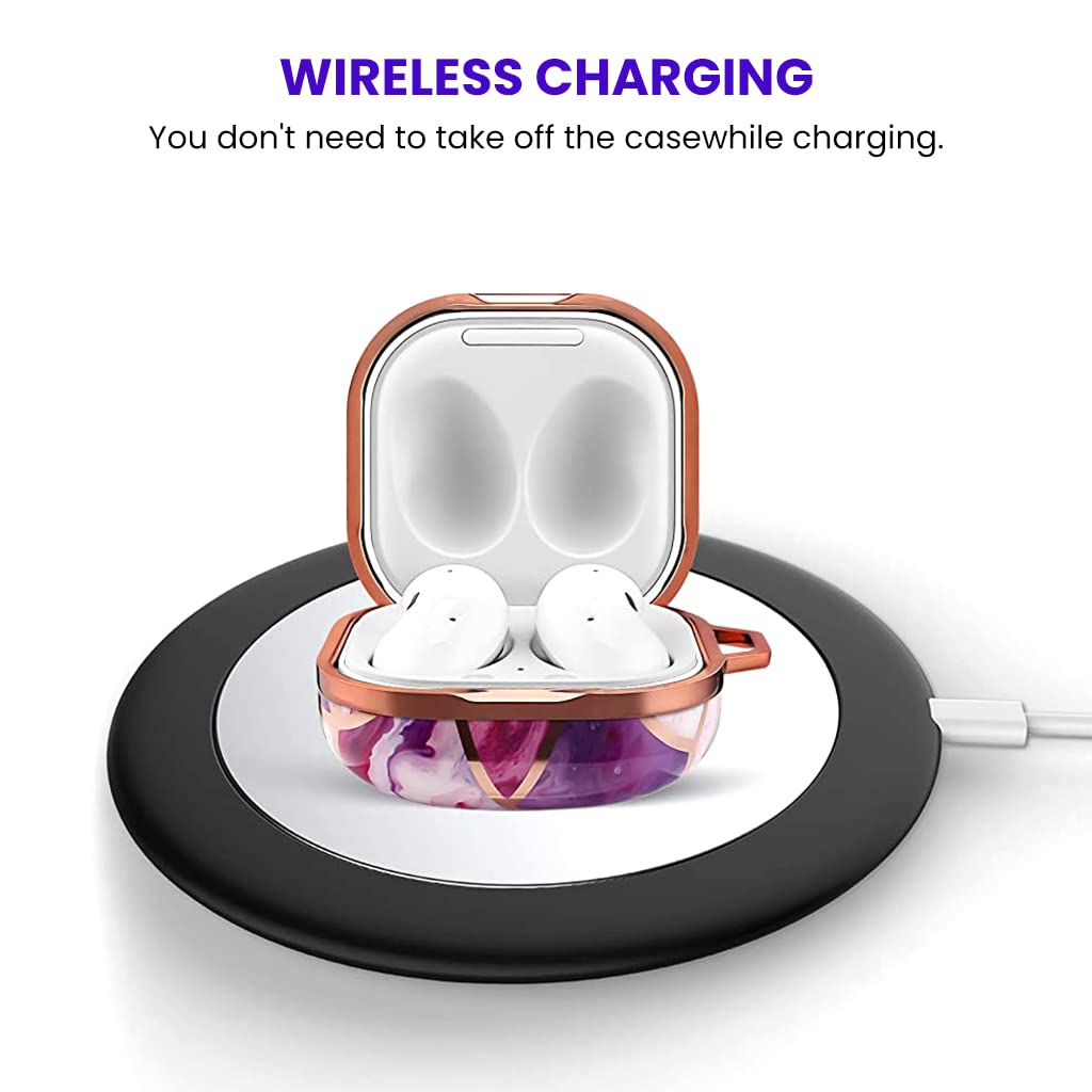 Zeitel Samsung Galaxy Buds Case Cover with Two Piece Design and Chrome PC Protection | Includes Key Ring for Travel