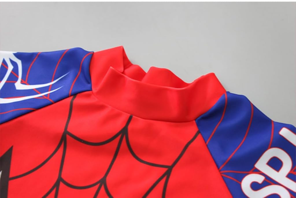 SNOWIE SOFT Swimming Costume for Boys, UPF 50+ Spiderman Print Swimsuit Set with Shirt, Swim Trunks & Swim Cap, Swim Suit for Kids Boys 6-7 Years Old