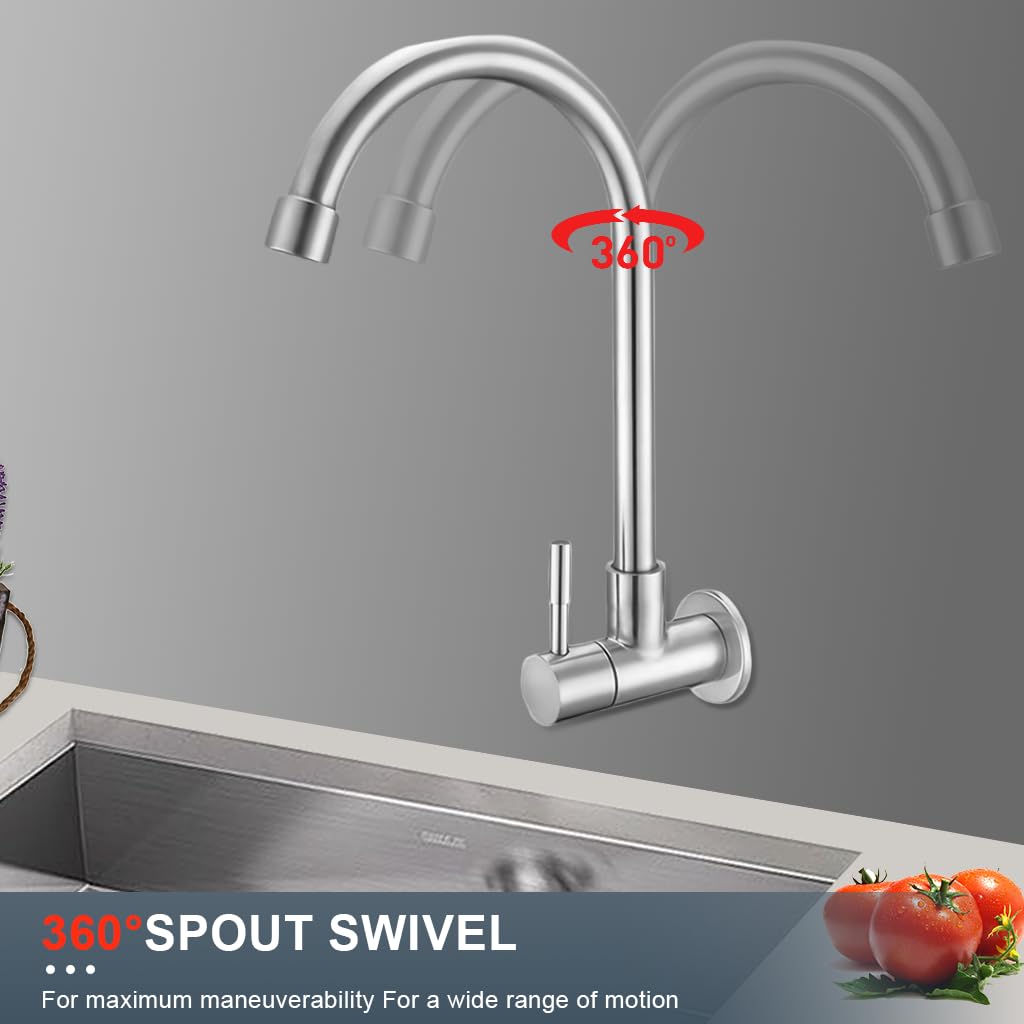 HASTHIP Sink Tap for Kitchen and Bathroom with High Arch Spout | Stainless Steel Minimalist Design