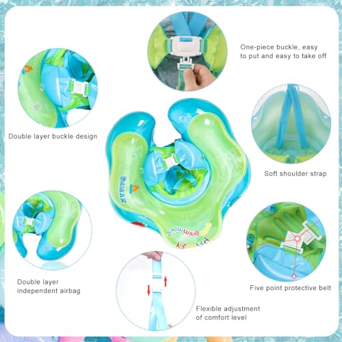 SNOWIE SOFT® Baby Floats for Swimming Pool, Swimming Tube for 12-36 Months, Independent Double Layer PVC with Adjustable Safety Straps Outdoor Accessories 3 PCS