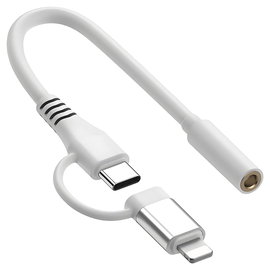 Verilux Lightning to 3.5 mm Headphone Jack Adapter for iPhone and USB C | 24bit 96kHz Audio