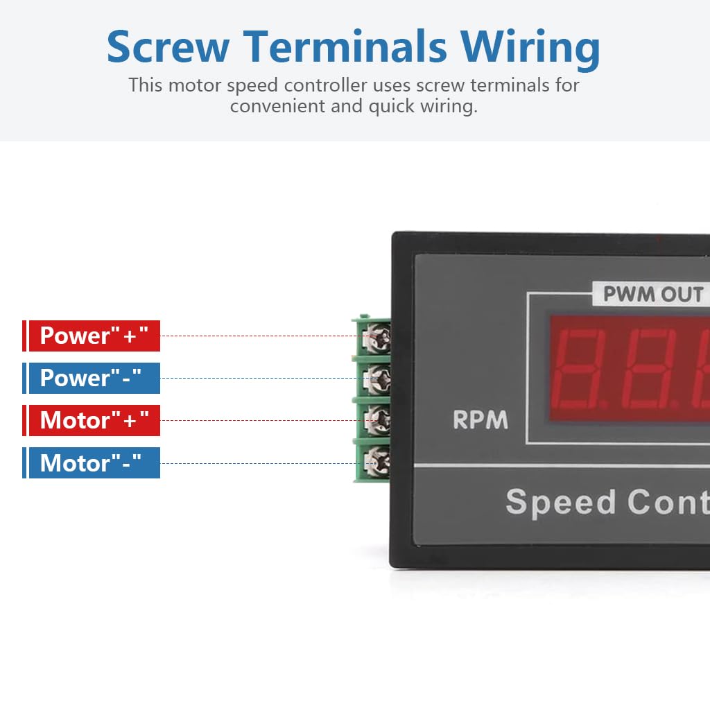 Serplex PWM DC Motor Speed Controller 6V 60V 30A with Digital Display and Start Stop Switch | Stepless Speed Adjustment for Precise Control