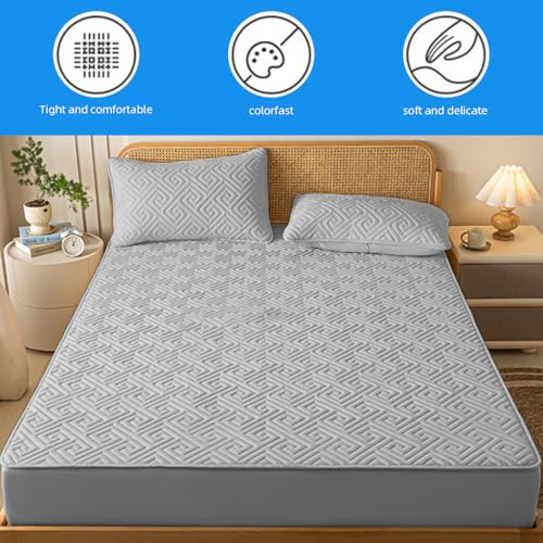 HASTHIP® 78.7'' x 59'' Mattress Protector Queen Size - Waterproof Bedsheet Bed Protector Queens Size Breathable 3D Air Queen Mattress Protectors, Gray
