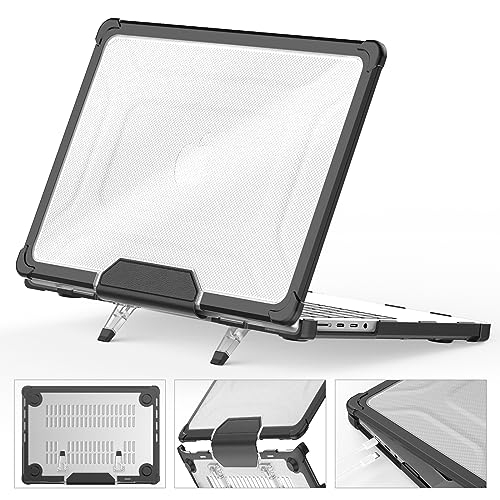 HASTHIP Laptop Case Cover for MacBookPro14 2021/2023 Sleek Rugged Protective Laptop Case with Riser Feet One-piece Snap-On Case Cover with Ventilation Back, Compatible with A2442/A2779/A2918/A2992