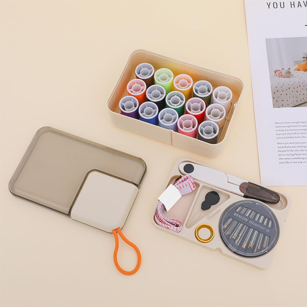 ELEPHANTBOAT Sewing Kit for Home and Travel with 15 Thread Colors | Compact Portable Box