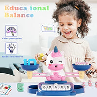 PATPAT® Unicorn Balance Toy,Spelling Games for Kids,Brain Games for Kids with Flash Cards,2 in 1 Upgarde Matching Letter and Balancing Toys Montessori Educational Toys for Boys and Girls 3-8