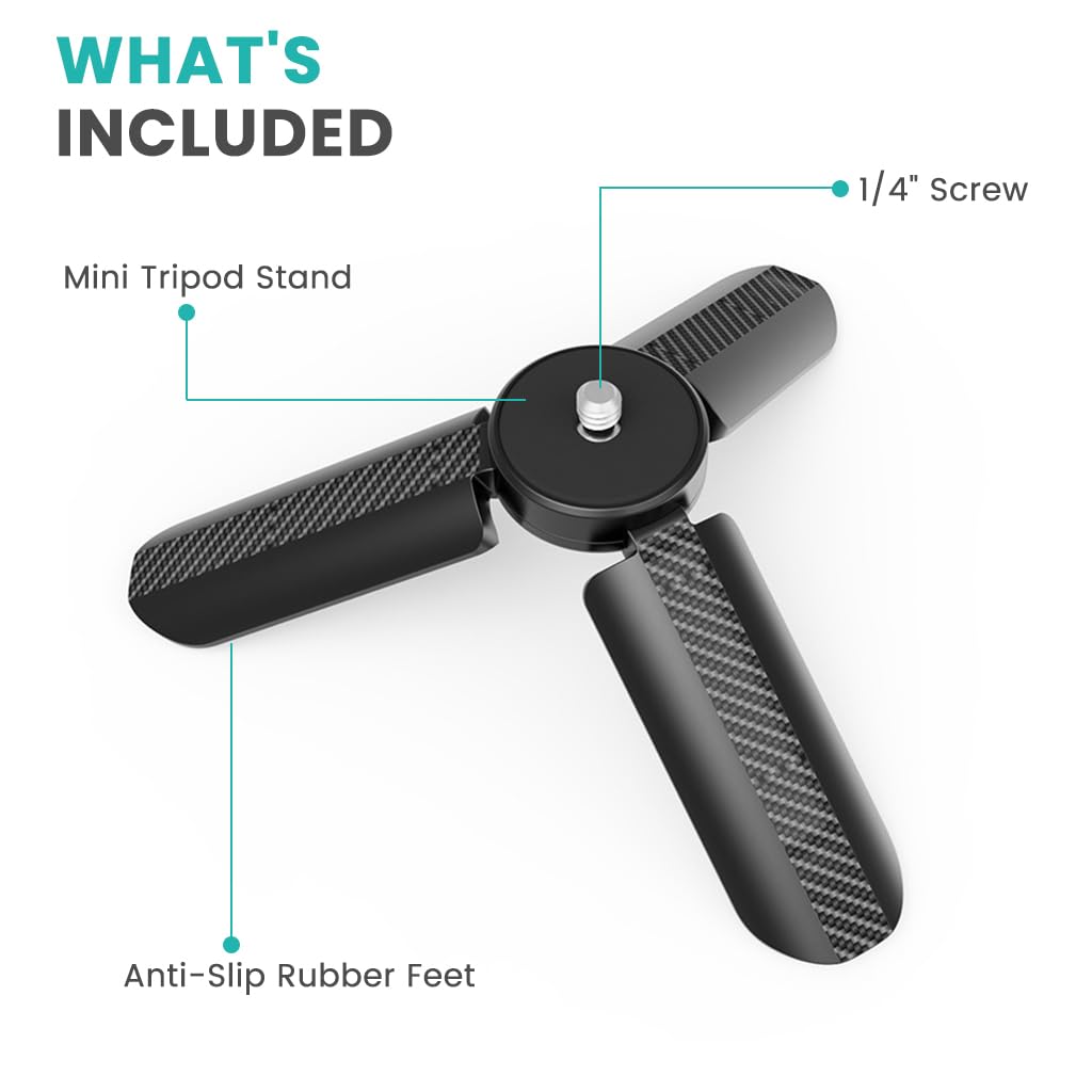 Zibuyu Mini Tripod for Camera and Phone with 1/4 inch Screw featuring Folding Design | Black ABS Desktop Stand for Photography and Vlogging