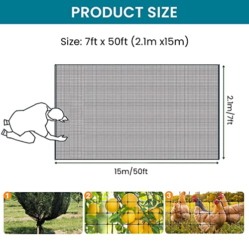 HASTHIP® 2.1*15m Bird Net for Balcony with Cable Ties, Reusable Heavy Duty Pigeon Net for Plant Protection from Birds Deer Animals, Strong Fencing for Trees